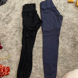 black and navy leggings